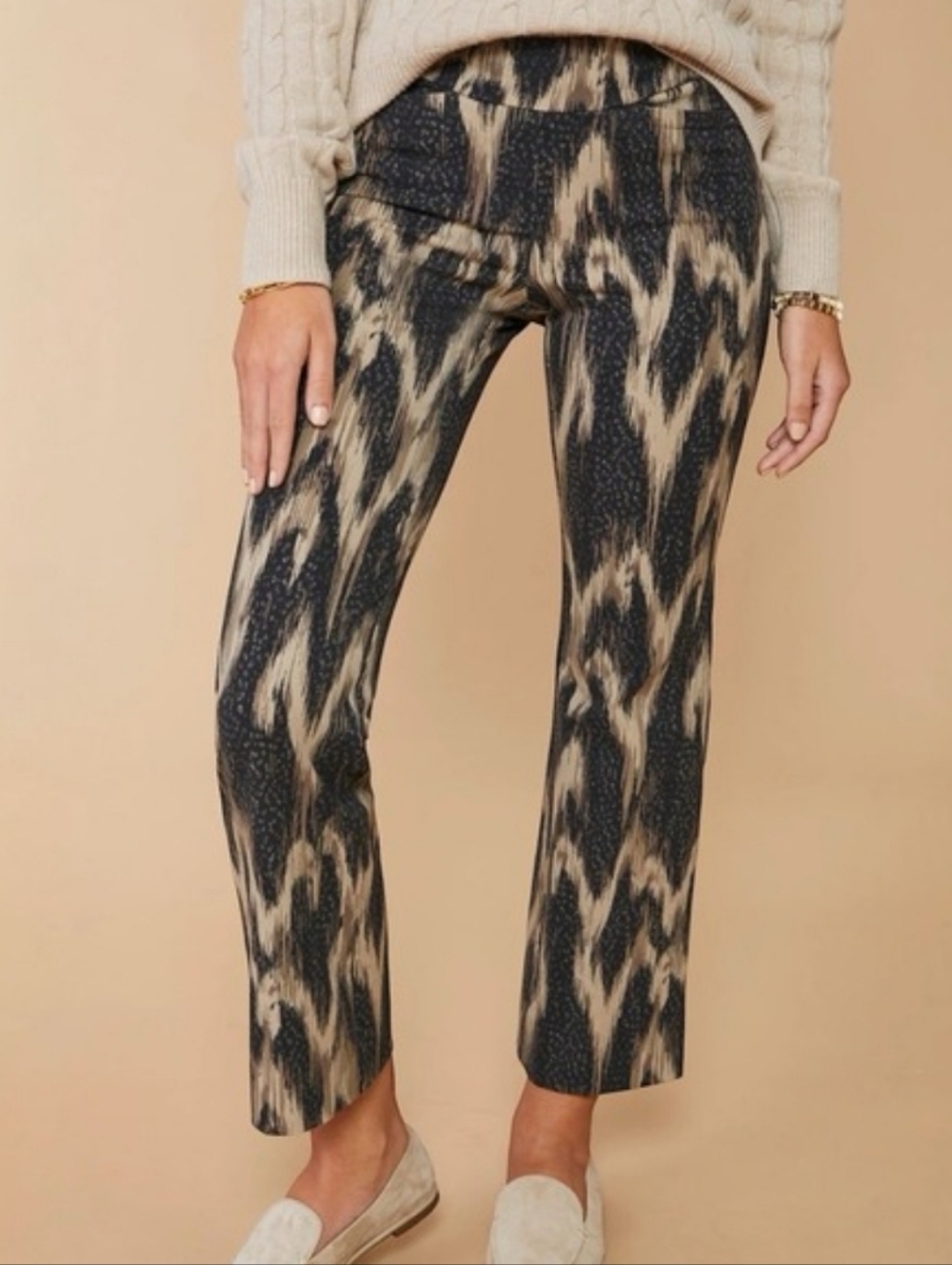 Spartina 449 Maren Kick Flare Pull-On Pant Botanic Garden Ikat Dot Sz Small